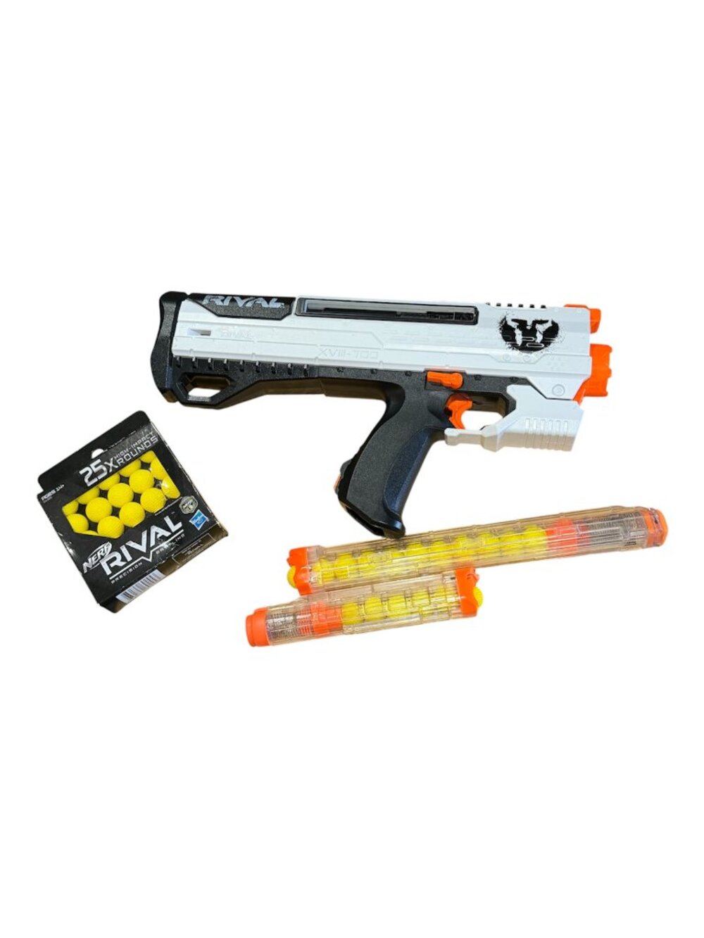 nerf rival xviii-700 with extra balls and 2 ammo clips